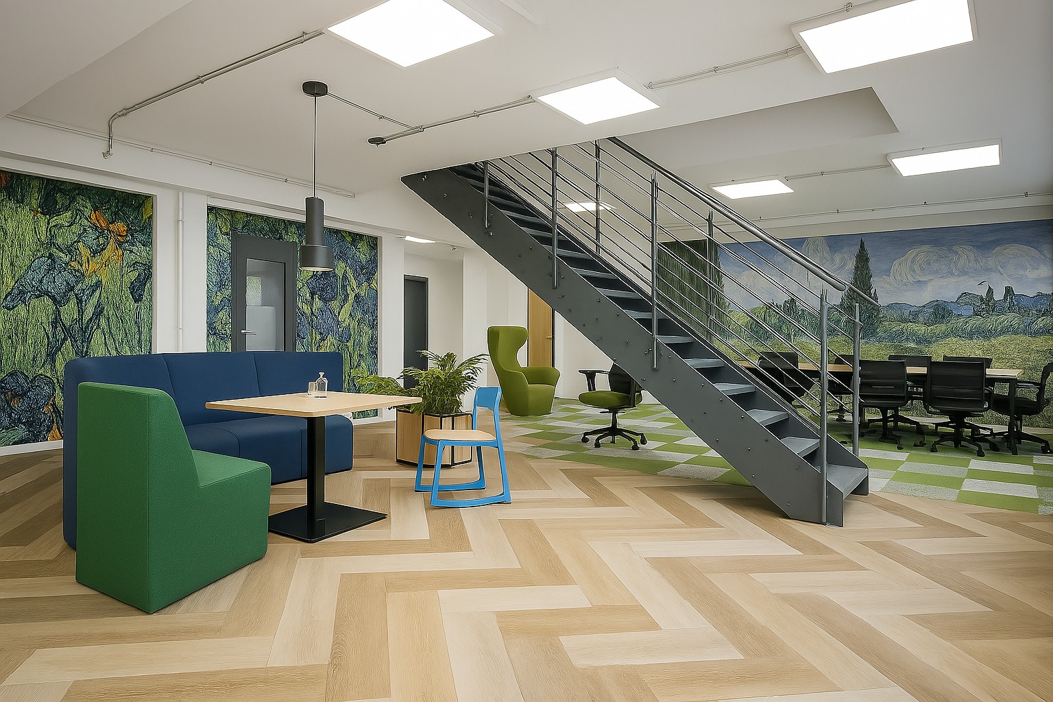 7 Person Coworking Desk